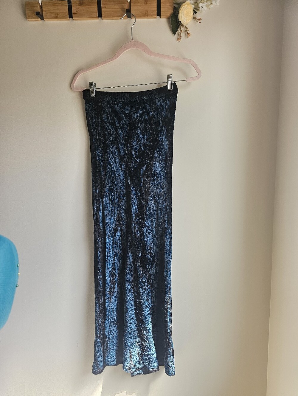 Y2k Vintage Velvet Maxi Skirt Blue & Black Size S Whismigoth Style